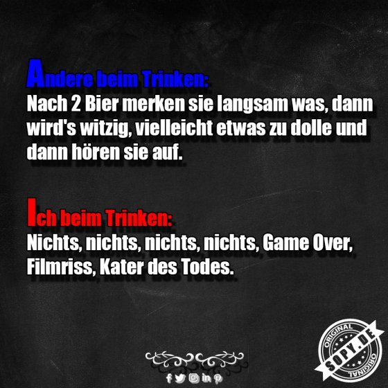 Trinkverhalten im Vergleich: Andere feiern, ich falle aus