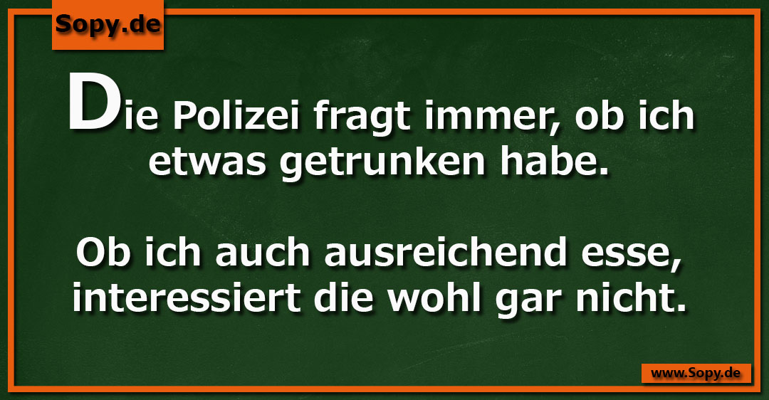 Polizeikontrolle bei Nacht symbolisiert trockenen Spruch über Ernährung und Alkohol