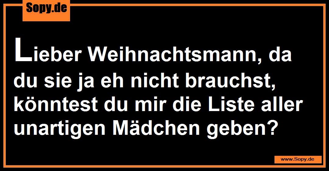 Brief an Weihnachtsmann mit frechem Sonderwunsch statt klassischer Geschenkliste