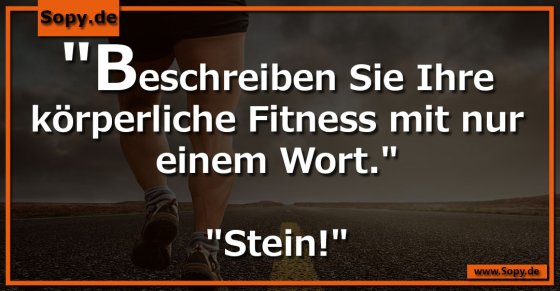 Fitnesswitz einwortig: Stein als ehrliche Antwort