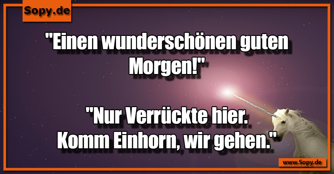 Fantasievolles Einhorn neben Person symbolisiert absurden Morgengruß mit Überraschung