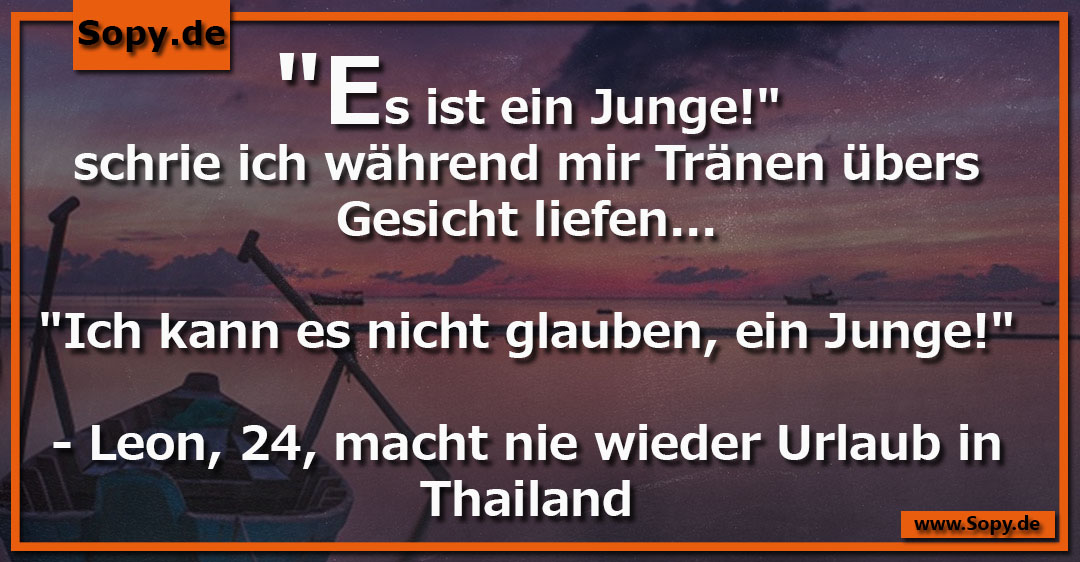 Emotionaler Mann am Telefon symbolisiert schrägen Spruch mit Thailand-Bezug