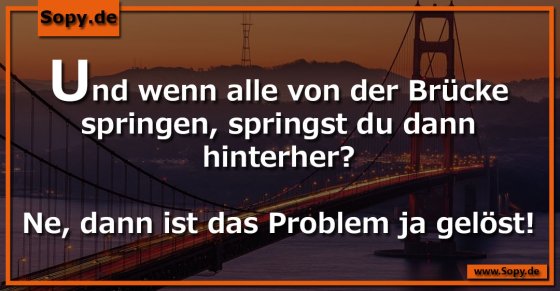 Sarkasmus pur: Von der Brücke wär's ja gelöst