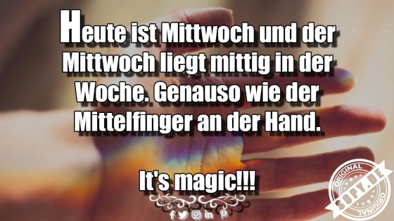 Mittwochswitz clever: Mittelfinger liegt mittig genau