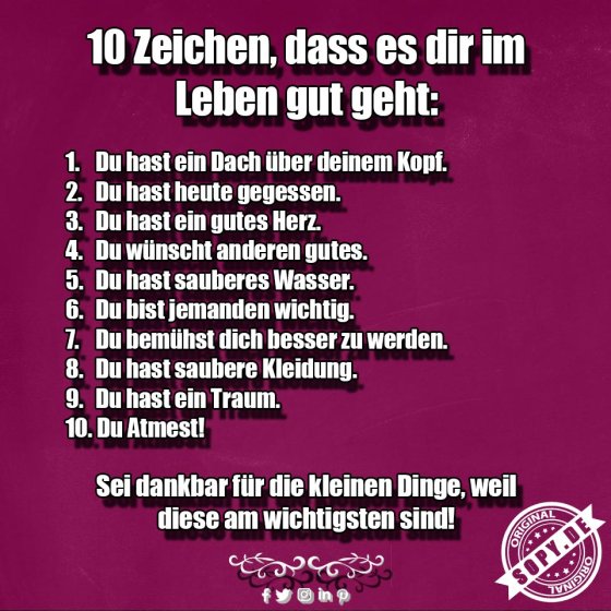 Dankbarkeitsliste zehn Zeichen für ein gutes Leben