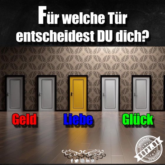 Lebensentscheidung symbolisch: Geld, Liebe oder Glück wählen