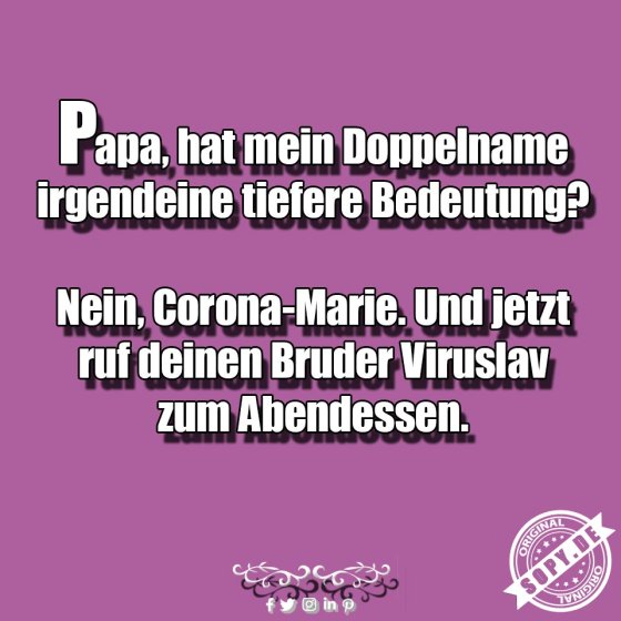 Coronaname mit Bedeutung: Viruslav zum Essen rufen
