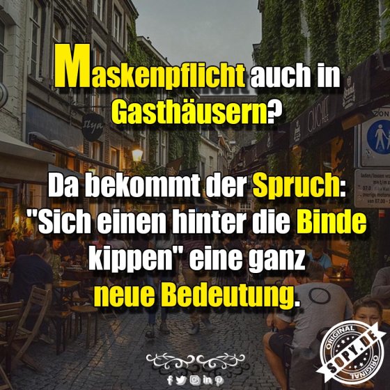 Trinkspruchwitz neu gedeutet durch Maskenpflicht in Kneipen
