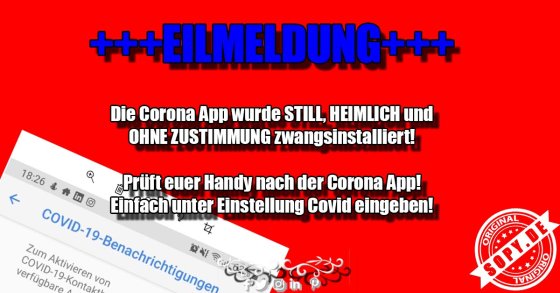 Corona-App Gerücht: Angeblich heimlich installiert
