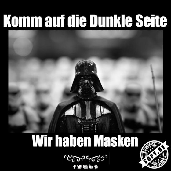 Maskenpflicht überall: Sogar bei Darth Vader Pflicht