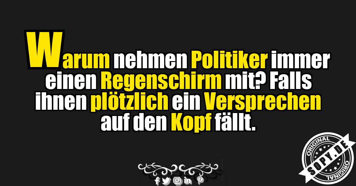 Politiker mit Regenschirm schützt sich vor Versprechen