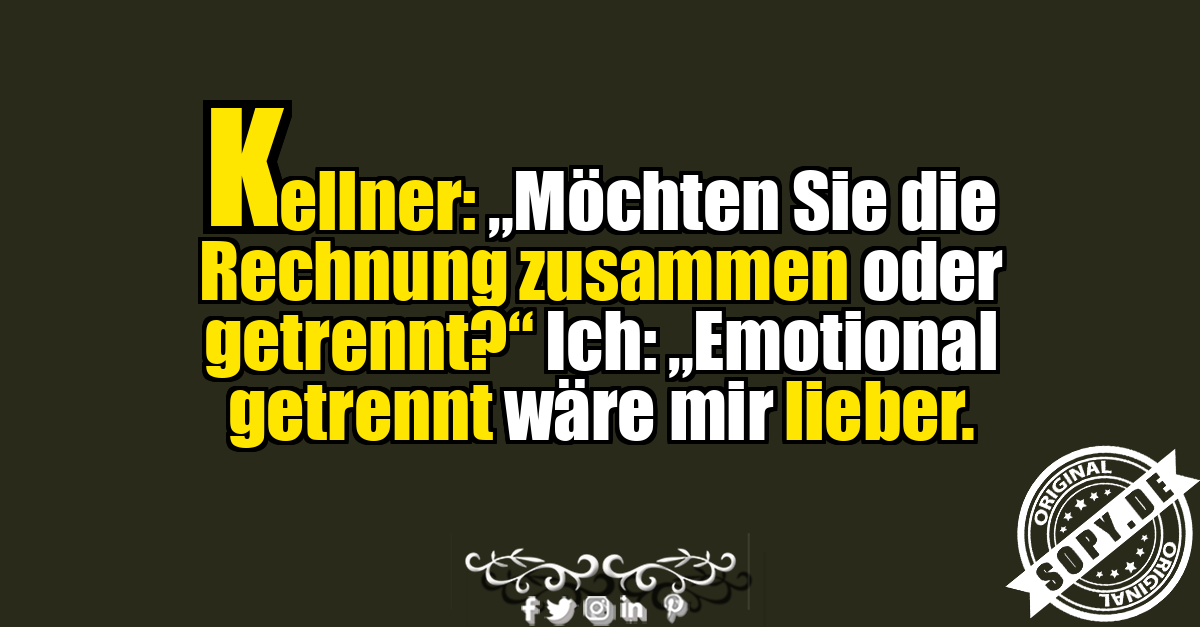 Lustiger Kellner Spruch über Rechnung