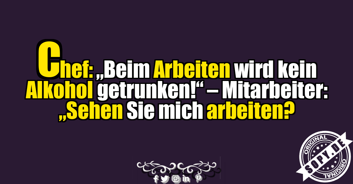 Lustiger Bürospruch mit Chef und Mitarbeiter