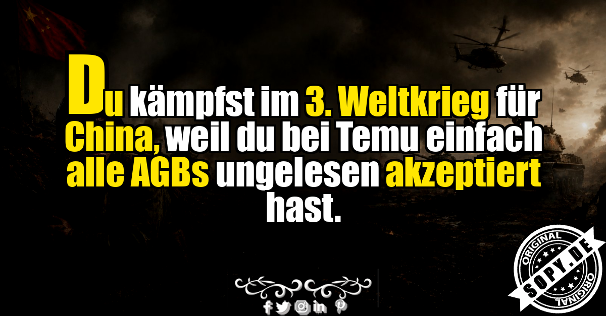 Satirische Kriegsszene als überzeichnete Anspielung auf ungelesen akzeptierte AGBs
