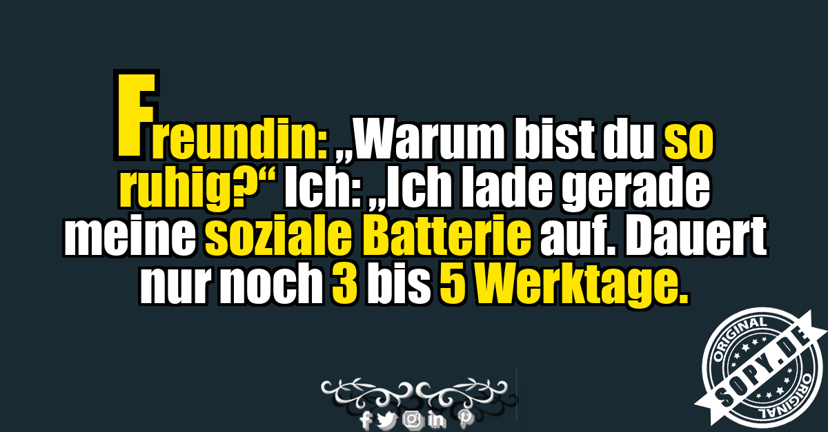 Lustiger Spruch über soziale Batterie