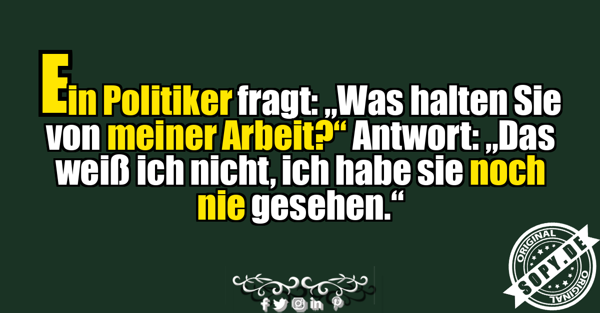 Politiker fragt nach seiner Arbeit und bekommt eine humorvolle Antwort