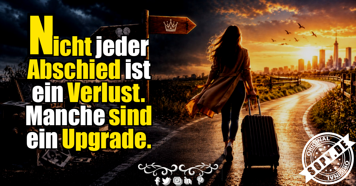 Frau mit Koffer erlebt Abschied auf sonnigem neuen Weg