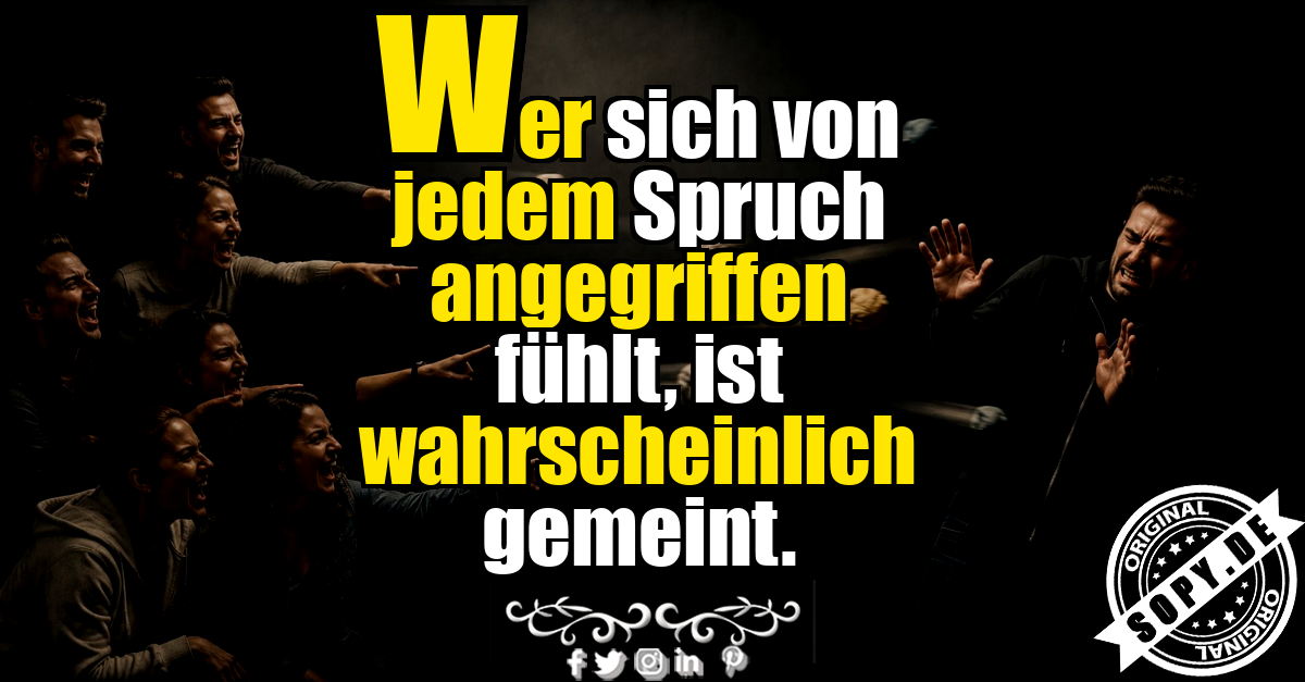 Verunsicherte Person fühlt sich angegriffen zwischen gelassenen Menschen