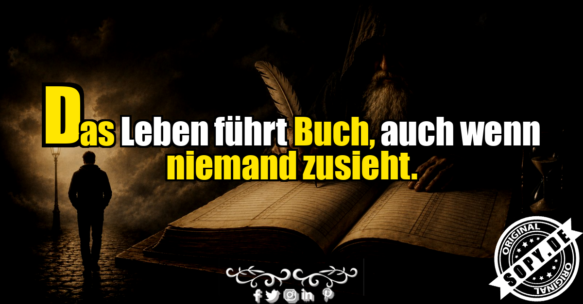 Mystischer Schreiber mit großem Buch und einsamer Wanderer