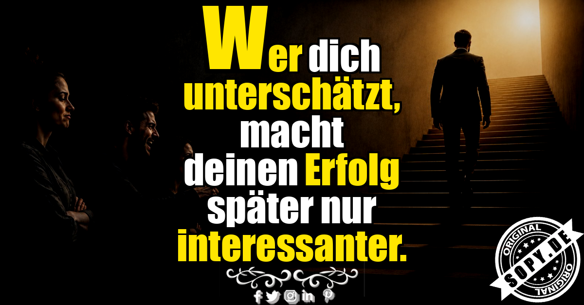 Person steigt selbstbewusst Treppe hinauf, Erfolg beeindruckt skeptische Beobachter