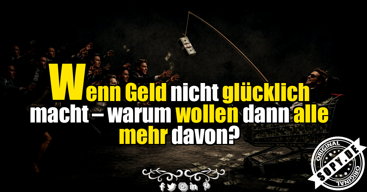 Menschen jagen Geld hinterher trotz Suche nach Glueck