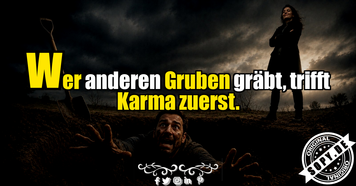 Mann steckt in einer tiefen Grube, Frau beobachtet die Szene