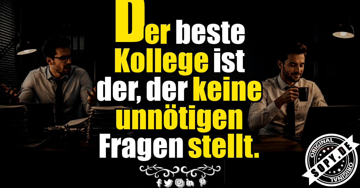 Gelassener Kollege arbeitet ruhig neben gestresstem Fragesteller im Büro