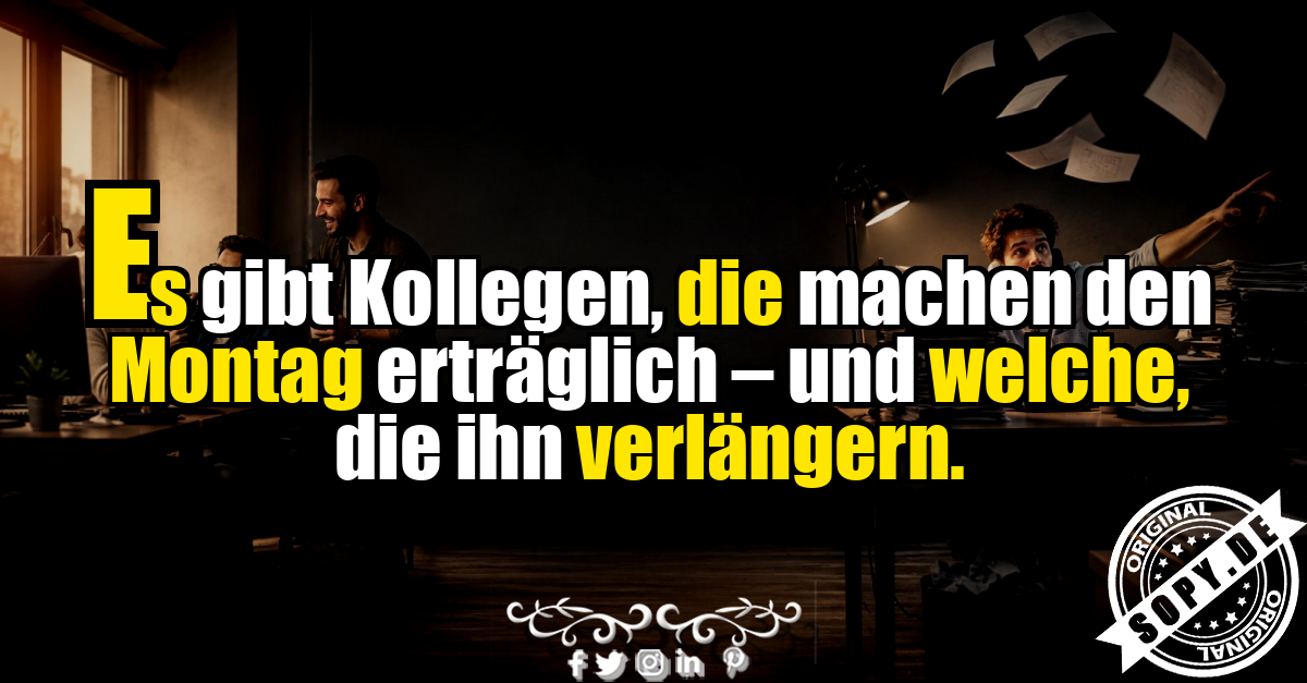 Kollegen im Büro zwischen guter Stimmung und stressigem Montag