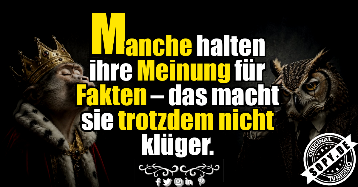 Selbstbewusster Affe und genervte Eule zeigen Meinung ohne Einsicht