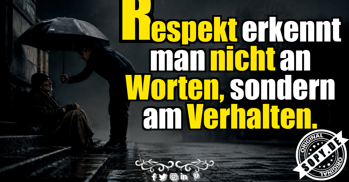 Respekt durch stille Hilfe für einen Mann im Regen