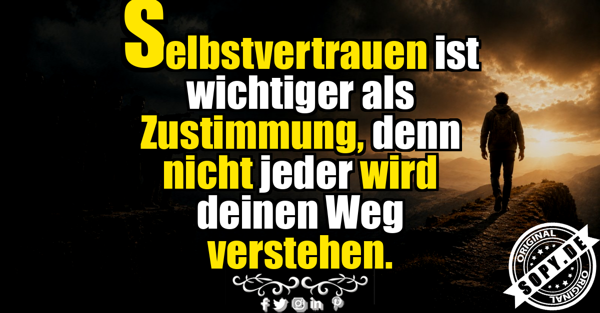 Wanderer folgt selbstbewusst eigenem Pfad mit starkem Selbstvertrauen voraus