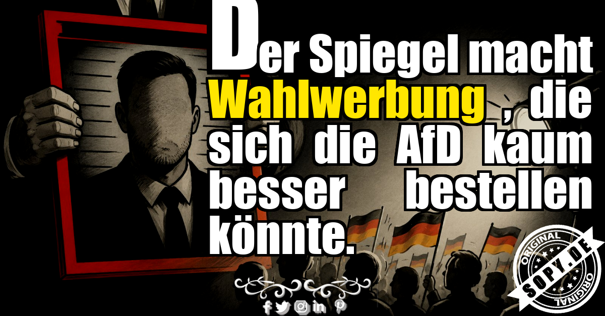 Karikatur zum Spiegel-Cover mit Ulrich Siegmund und AfD-Wahlplakat
