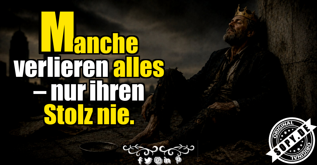 Stolz trotz Verlust, einsamer Mann trägt weiterhin eine Krone